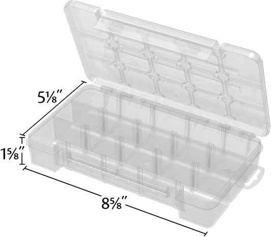 Akro-Mils 05705 Plastic Portable Parts Storage Case for Hardware and Crafts with Hinged Lid and 4 Adjustable Dividers, (8-3/8-Inch x 5-Inch x 1-5/8-Inch), Small, Clear