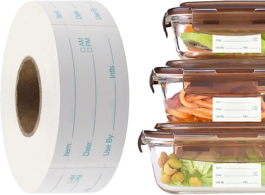 500 Pcs Removable Food Labels, Easy Peel Off Freezer Safe Stickers for Containers Bottles Jars, Write On Waterproof Kitchen Labels for Canning Daycare Meal Prep, No Residue
