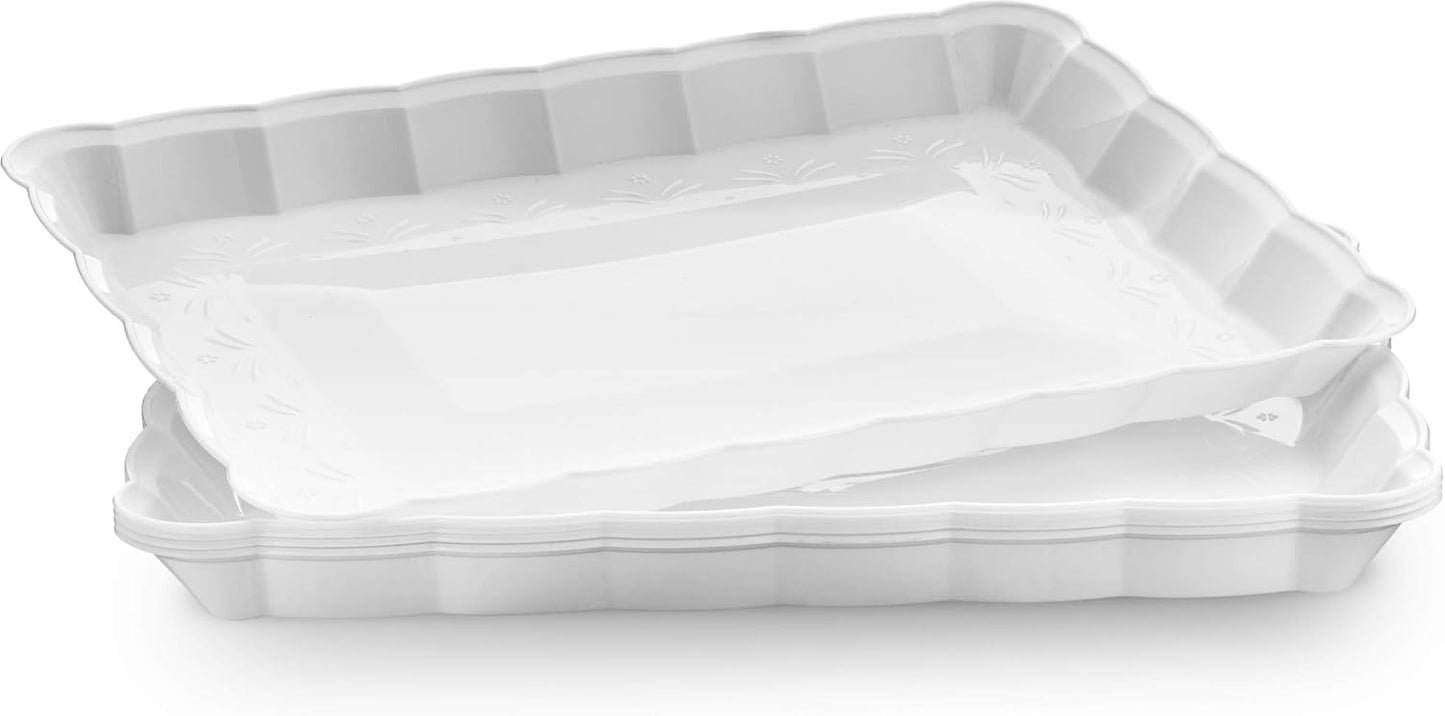 Plasticpro Plastic Serving Trays - Serving Platters Rectangle 9X13 Disposable Party Dish 4 Black Trays