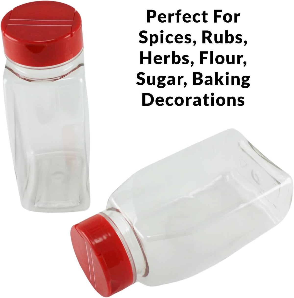 Skyway Supreme Large 16 OZ Plastic Spice Bottles Seasoning Containers Jars - Flap Cap Pour and Sifter Spice Shaker - Refillable Perfect For Storing Dispensing Herbs BBQ Rub - BPA Free - Set of 2