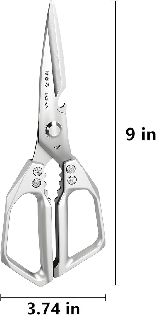 Kitchen Scissors, All Purpose,Ultra Sharp Meat Scissors,Heavy Duty Silver Cooking Scissor,Dishwash Safe Stainless Steel Kitchen Shears for Food, Chicken Bones, Turkey