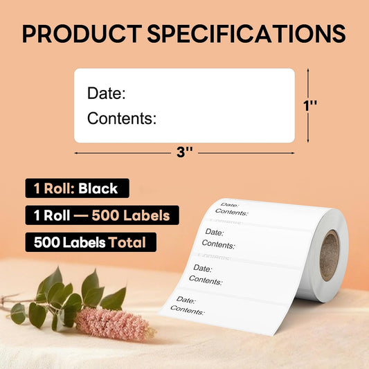 1" x 3" Freezer Labels, 350 PCS Removable Food Storage Stickers, 2 Color Waterproof & Oil-Resistant Write-On Freezer Labels for Kitchen, Refrigerator, Meal Prep, and Containers, TRSTGIX