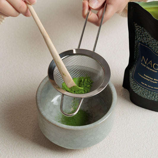 Naoki Matcha Large Stainless Steel Matcha Tea Sifter with Handle Matcha Set