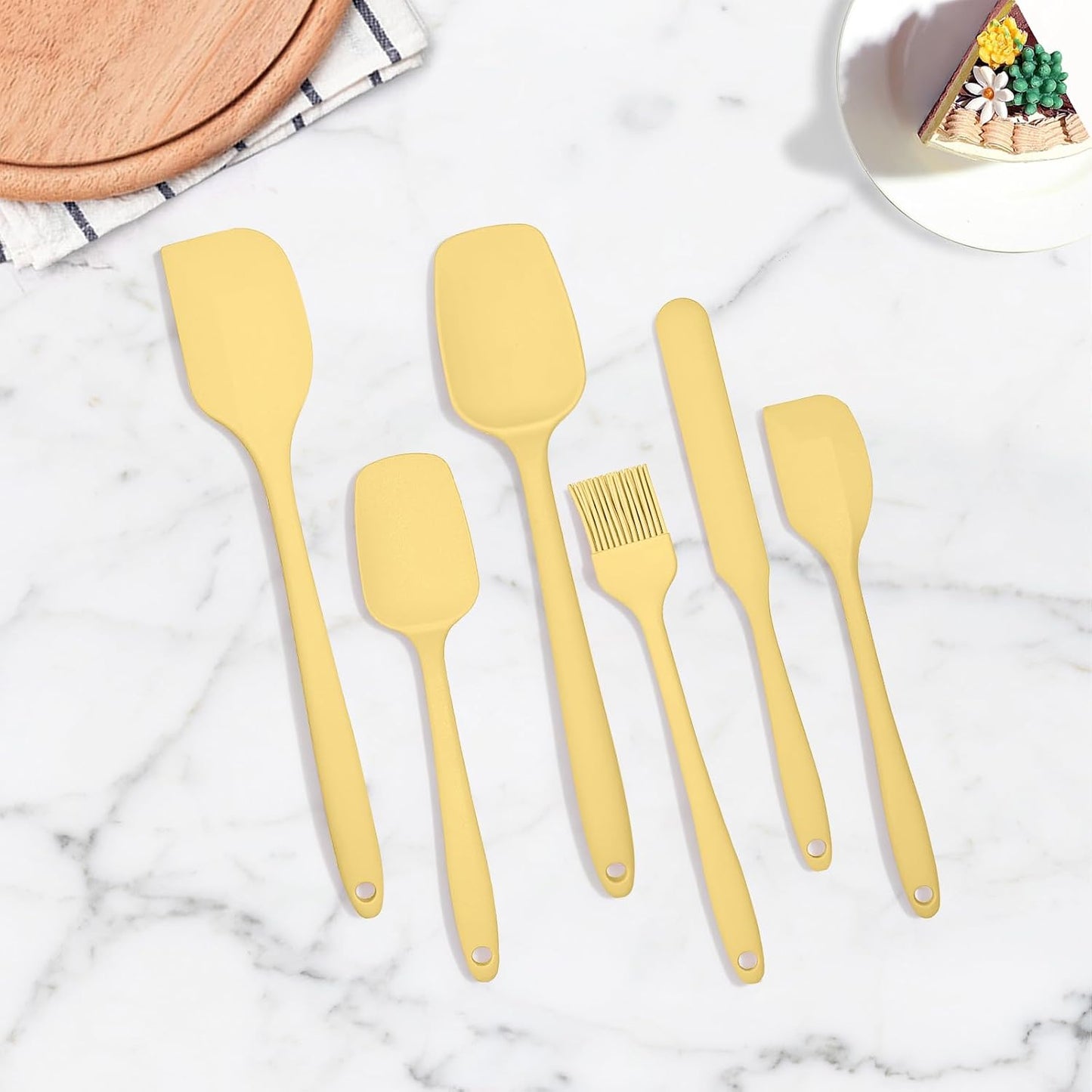 6 Pieces Silicone Spatula Set, Rubber Spatulas Silicone Heat Resistant Spatula Set for Kitchen Use, Food Grade Rubber Spatula with Ergonomic Grip, Cooking, BPA Free Dishwasher Safe(black)