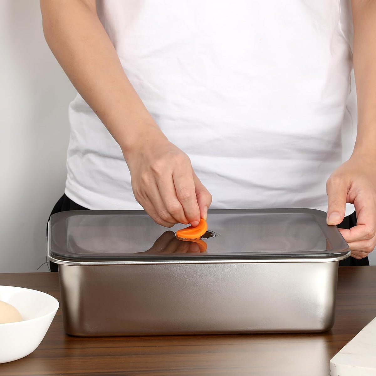 Pizza Dough Proofing Box with Lid, Stainless Steel Food Storage Box Container with Leak Proof & Airtight Lid, 11.8 x 8.2Inch Large Capacity Household Rectangle Pizza Dough Container