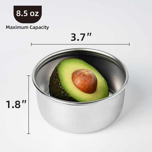 8.5 oz Stainless Steel Lidded Bowls, 4 Pack Unbreakable Small bowls with BPA-free Plastic Lids for Meal Prep, Cooking, Snacks, Leftovers