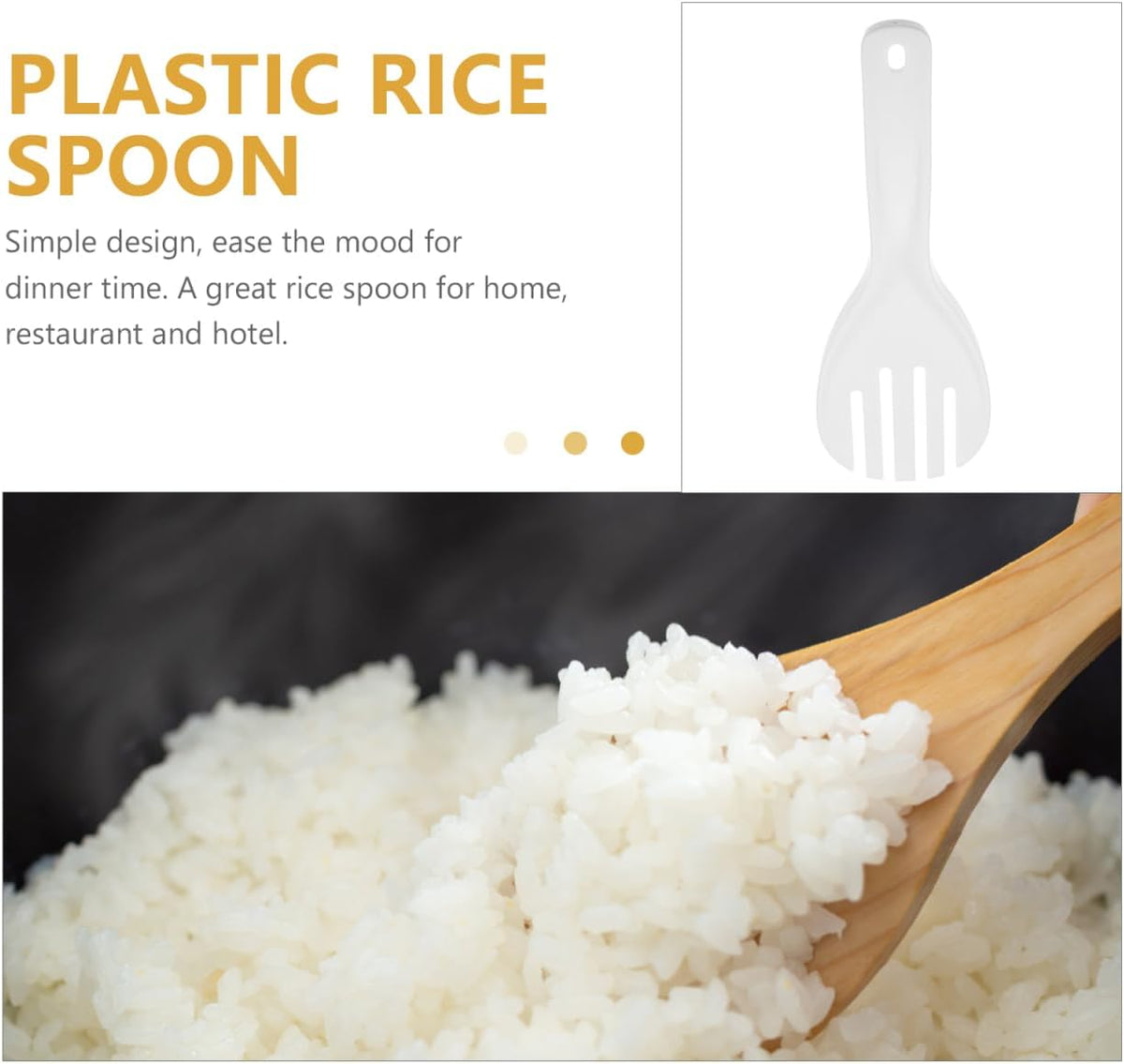 2pcs Rice Paddle Spoon Plastic Non-Stick Rice Spoon Rice Spatula Rice Cooker Spoon, Serving Spoon for Rice Kitchen Utensils for Home Restaurant Hotel White