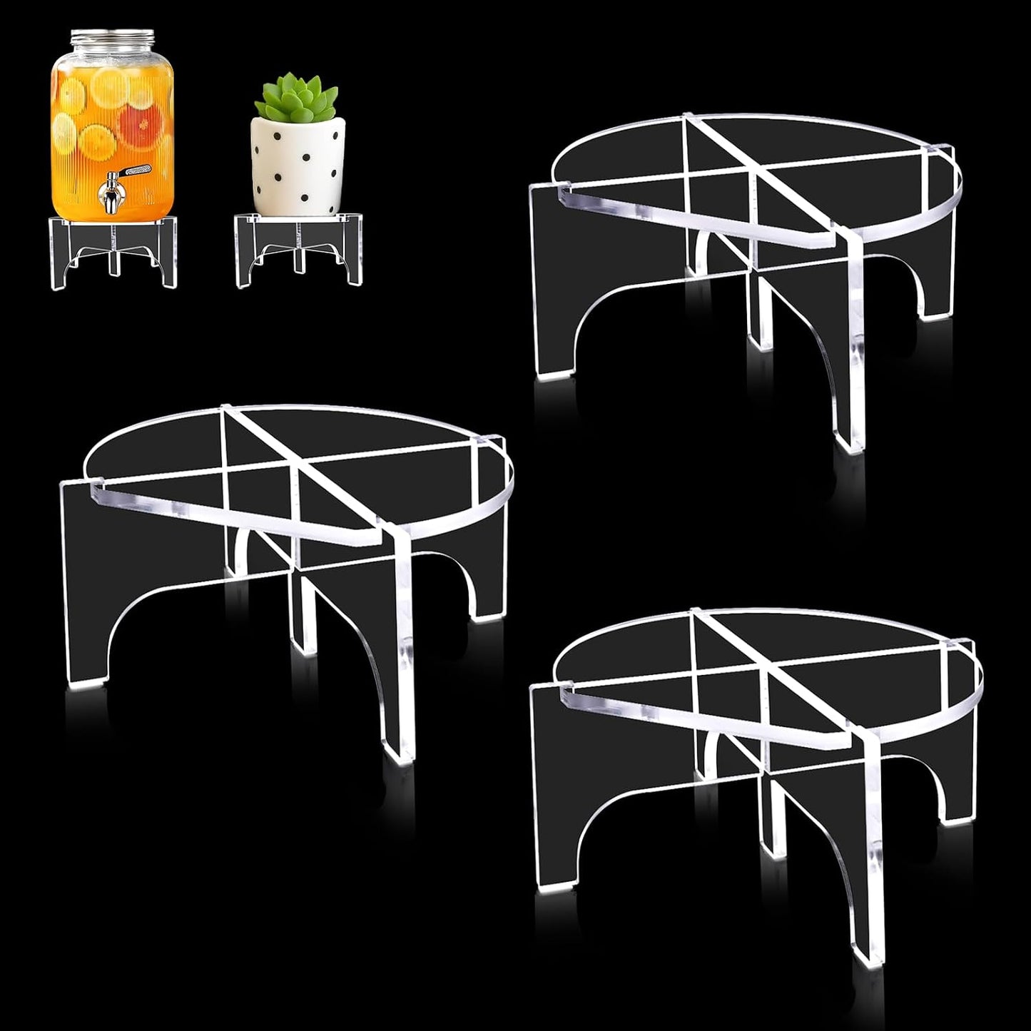 Acrylic Beverage Dispenser Stand Only, Fit Max 8.7 Inch Glass Drink Dispenser and Water Jug Holder, Plant Stand, Cake Display Stand for Parties and Catering Events
