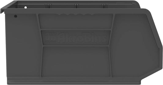 Akro-Mils 30250 AkroBins Plastic Storage Bins, Space-Saving Stackable Bins for Garage, Pantry, Craft Organization, 15" x 16" x 7", Black, 6-Pack