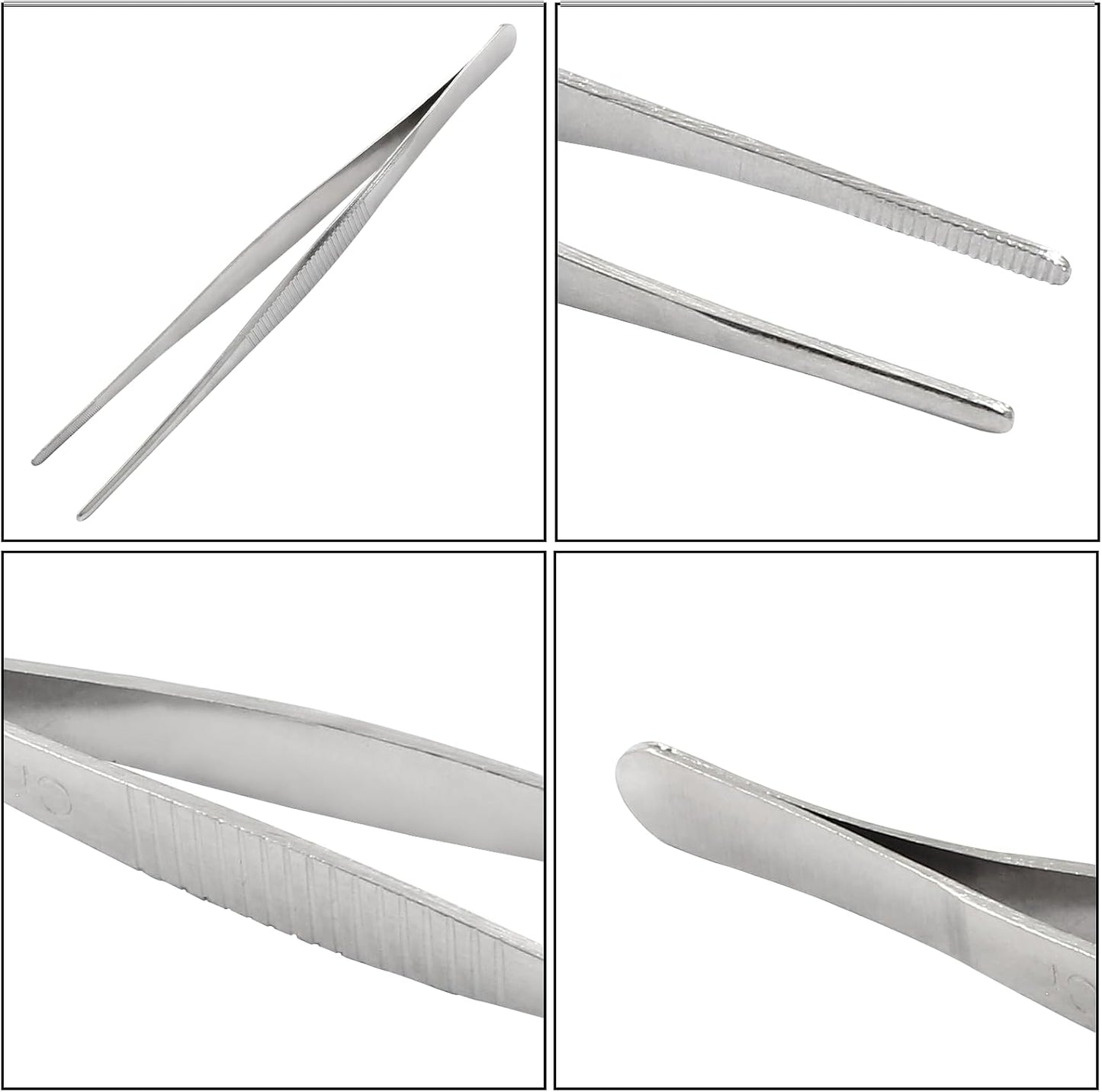 Stainless Steel Food Tweezers Kitchen Tweezers Tongs Set of 3, Cooking Tweezers Culinary Tweezers, Fine Chef Tweezers for Cooking Decorating Kitchen (8" 10" 12")