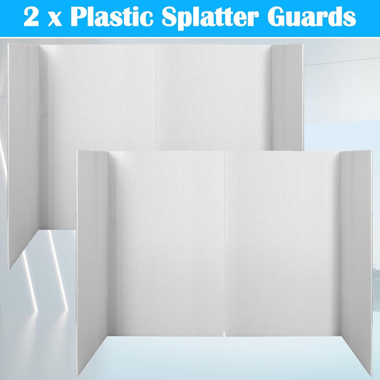 2 Pcs 39.37 x 16.14 Inch Plastic Splatter Guard for Stained Glass Grinder 4 Sided Foldable Anti Splash Oil Splash Screen Backsplash Protector Wall for Cooking Frying Pan Machine