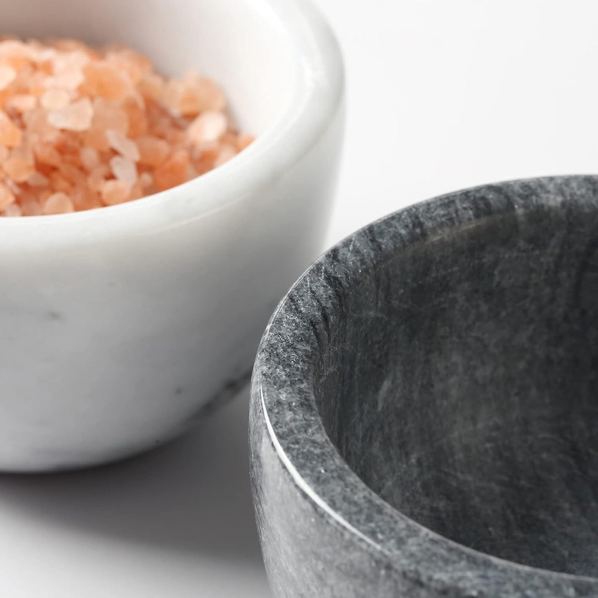 jalz jalz Acacia Wood Salt Cellar with white Marble Lid, 10oz Pinch Pot & Spoon