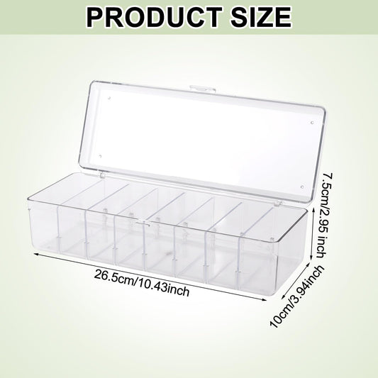 Drink Packet Organizer, Water Flavor Packet Holder with Lid Compact Water Drink Packet Storage Container with Removable Dividers Food Storage Bins for Cabinets Refrigerator