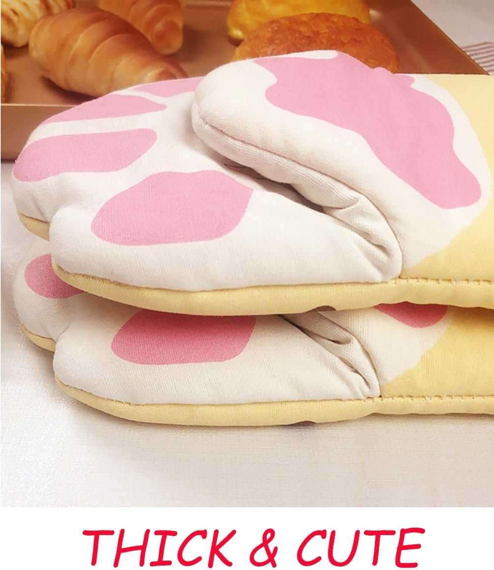 Oven Mitts Kitchen Cooking Baking Heat Resistant Cat Glove, 1 Pair Claw