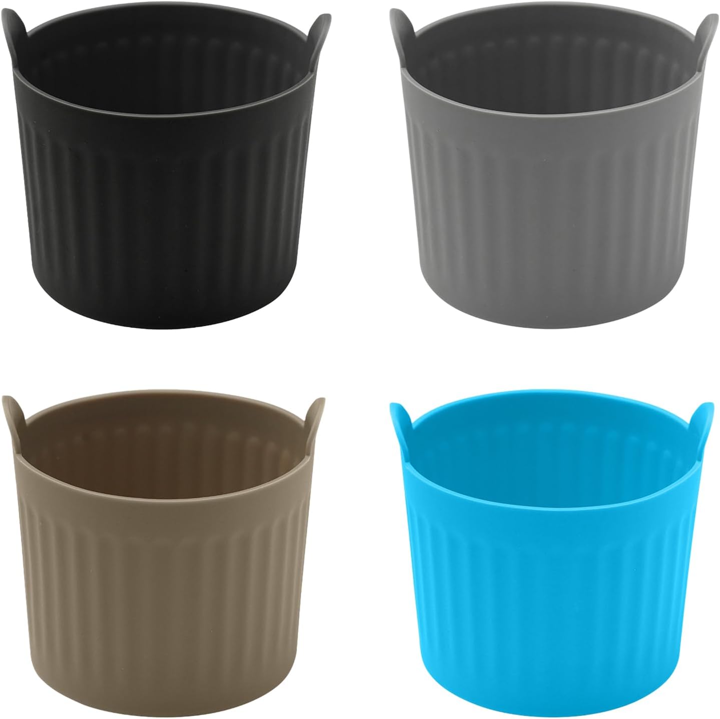 4Pack Air Fryer Baking Ramekins, Silicone Ramekins for Air Fryer, Easy Release Baking Cakes Moulds Egg Poached Fried Egg Mould, Bakeware Set for Eggs, Cupcakes, Muffins, Puddings