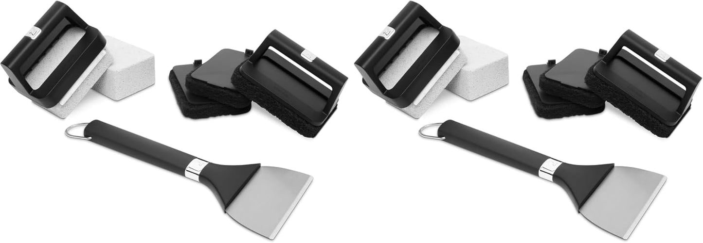 Weber Griddle Cleaning Kit, 8‑Piece – Heavy‑Duty Griddle Scraper, Scour Pads, Cleaning Stones & Easy‑Grip Handles for Deep Flat‑Top Grill Cleaning