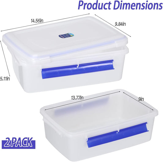 2 Pack Pizza Dough Proofing Box Pizza Dough Container with Snap-on Lids, Bread Proofing Tray Pizza Storage Container for Refrigerator Kitchen Prep Countertop Use Home Bakers