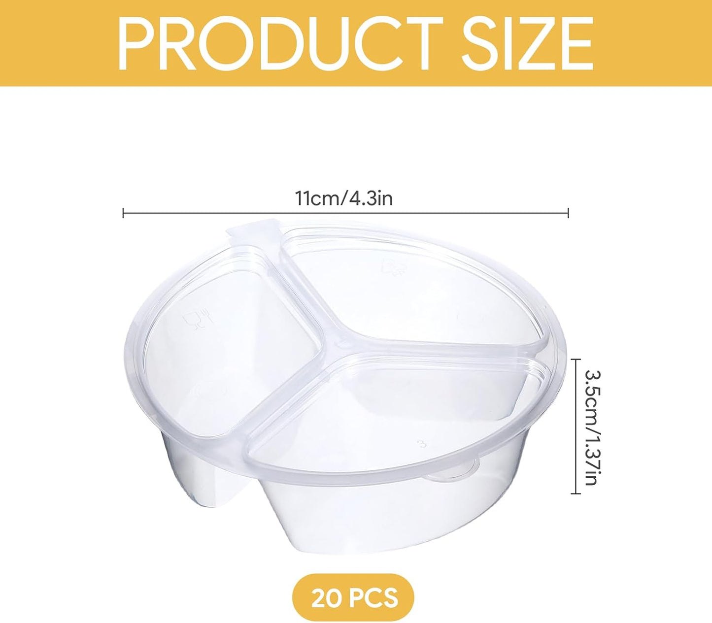 10 Pcs 3 Compartment Snack Container, Reusable Snack Containers With Lids, Transparently Portable Three-Compartment Dipping Sauce Box For Dips, Condiment, Fruits