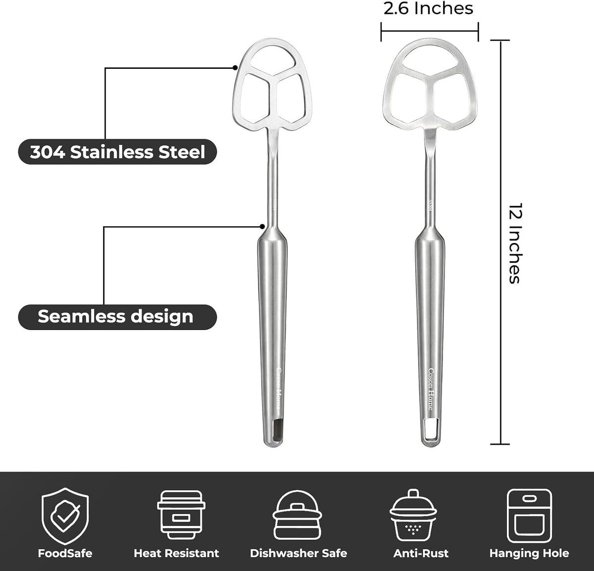 Seamless Danish Dough Whisk Baking Tools 304 Stainless Steel 12 Inches