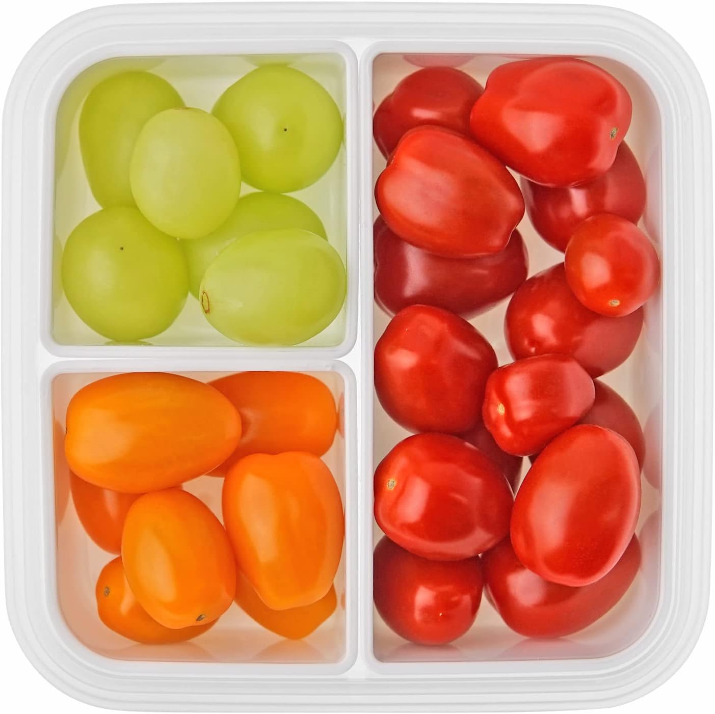 carrotez 3 Compartment Snack Container, Small Divided Food and Snack Container with Lids for Adults, Microwave Safe, BPA Free, Reusable, 2.4 Cup (570ml)