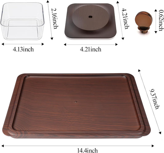 Serving Set: Plastic Imitated Wood Serving Tray & 4 Snack Boxes with Lid, Ideal for Home, Party & Birthday