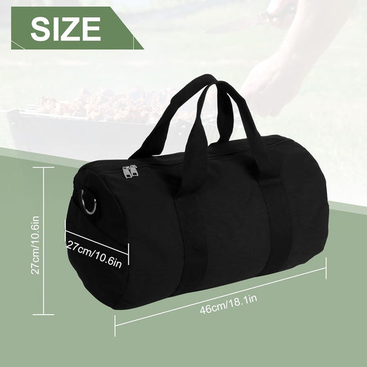 BBQ Tool Storage Bag, with Inner Pockets and Shoulder Strap, Black Outdoor Camping Barbecue Carry Bag, Grill Accessory Storage, BBQ Gifts for Men, 18.1 * 10.6 * 10.6 inches