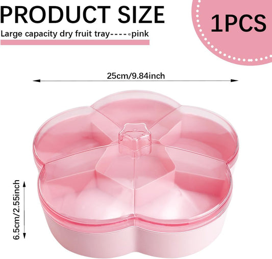 DOERDO Plastic Serving Trays with Lid 6 Compartment Food Storage Candy Organizer, Veggie Tray for Snack and Fruit, Red, 9.8x2.6Inch