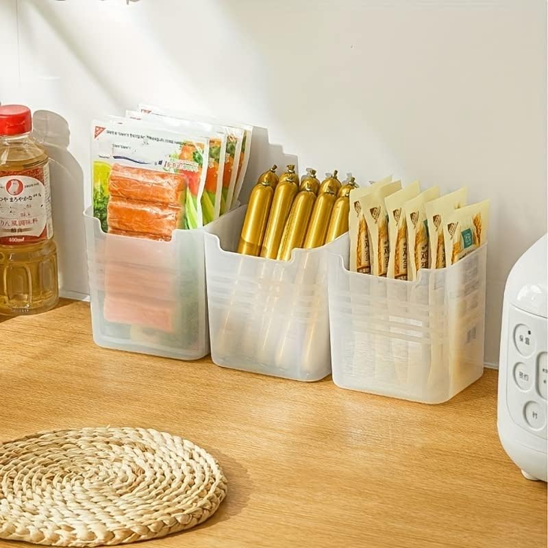 Refrigerator Organizer Box, Fridge Side Door Storage Containers Plastic Translucent Set of 3