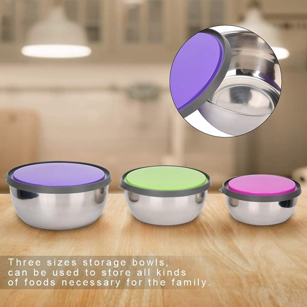 3PCS Mixing Bowls with Lids Set, Seal Bowl Food Storage Box Mixing Bowls Kitchen Tool for Food Prep Fridge Storage (3 Sizes)