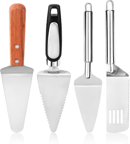 4 Piece Pie Server Set, Stainless Steel Dessert Cake Pizza Spatulas
