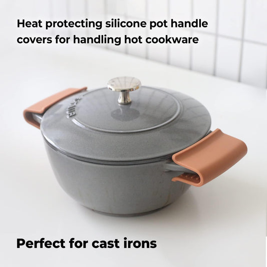Carrotez Silicone Pot Holders, Heat Resistant Pot Handle Covers for Kitchen, Accessories for Cast Iron or Ceramic Dutch Ovens, 1 Pair (2 pcs) - Cream