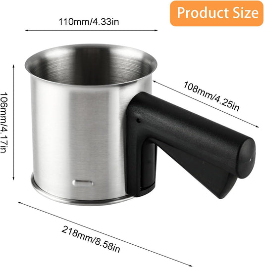 Ragyzity 3 Cup Flour Sifter for Baking, Handheld Baking Sieve Food-Grade Double-Filter, Hand Crank Squeeze Sieve for Baking with Comfortable Handle, Stainless Steel Flour Sifter