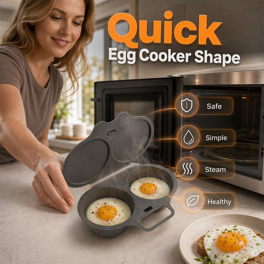 2 Pack Dual Cavity Microwave Egg Poacher with Lid & Handle,Black