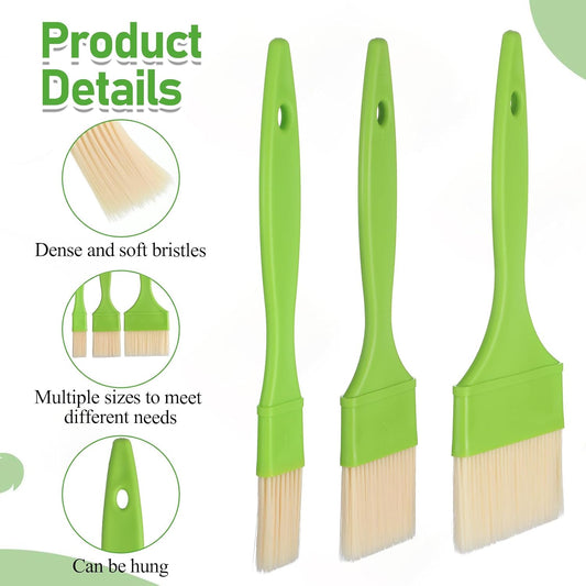 3 Pcs 1/2/3 inch Pastry Brush Set, Bristle Basting Brushes for Cooking