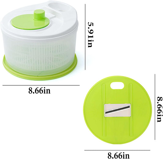 Salad Spinners Best Rated Lettuce Spinner Vegetable Washer 2-in-1 Quick Dehydration, Slicing and Shredding