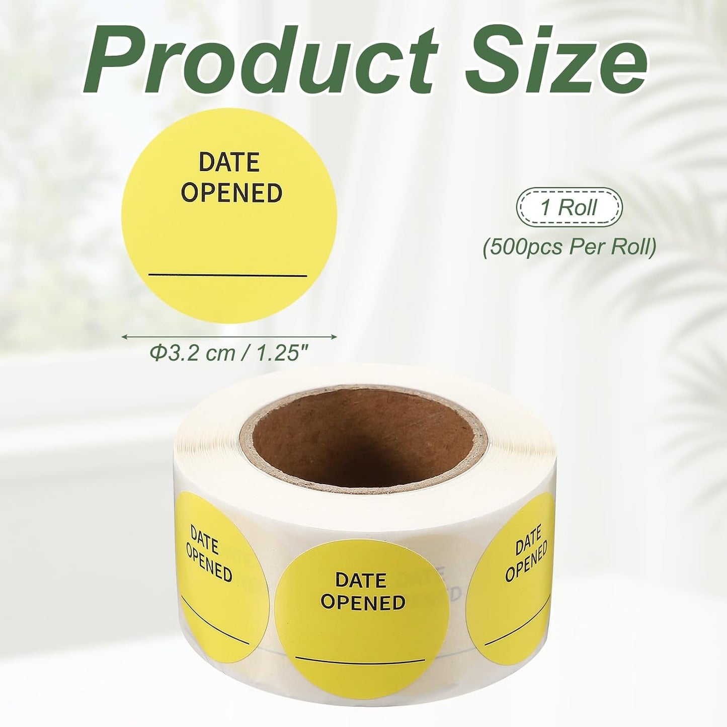 PATIKIL 500 Pcs Date Opened Stickers Roll, 1.25 Inch Food Storage Labels Removable Freezer Labels Adhesive Food Labels for Inventory Organized Kitchen Containers, White and Black