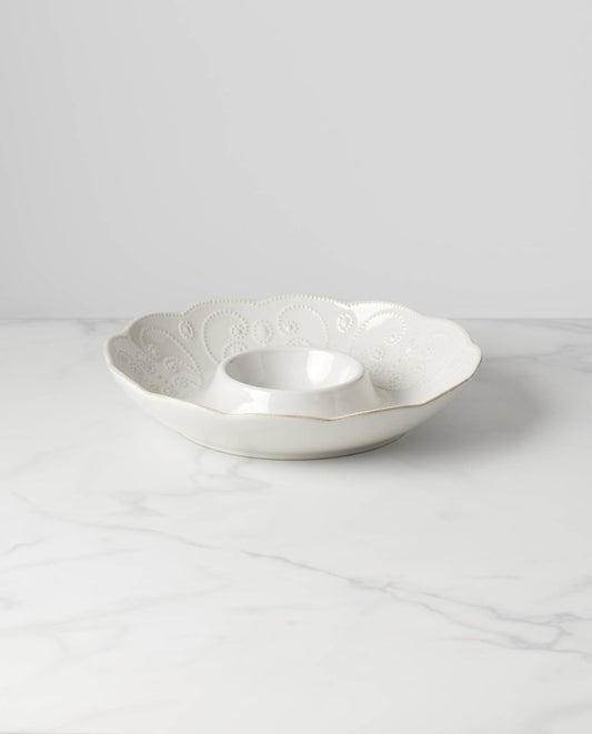 Lenox French Perle Chip and Dip Tray, White -