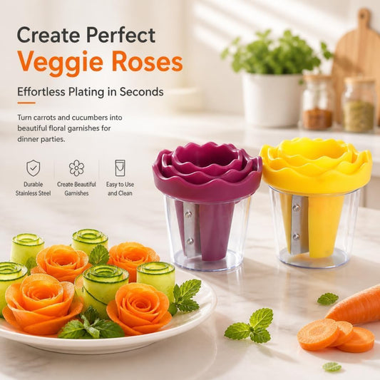 Manual Vegetable Spiralizer and Curler for Rose Flower Carving,SET C