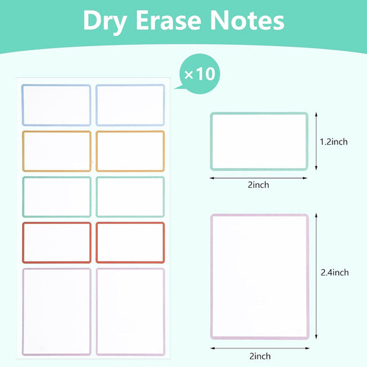 Dry Erase Sticker Labels Reusable Dry Erase Notes Storage Bins Labels Waterproof and Oil-Proof Removable Stickers for Food Containers Kitchen Classroom (60Pcs 1.2In ×3In 2In×2.4In)