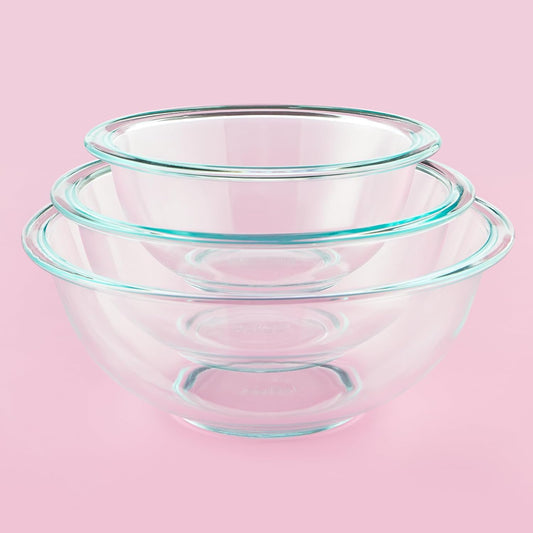 Pyrex Essentials (3-Piece) Glass Mixing Bowls Set for Prepping and Baking