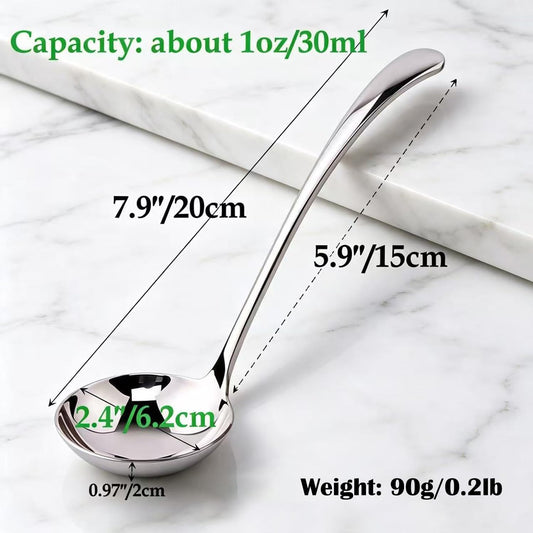 Small Ladle, Gravy Ladle, 7.9 Inch Sauce Ladles, 18/10 Stainless Steel Small Gravy Soup Spoon for Spooning Gravies or Sauces, Set of 2(Silver)