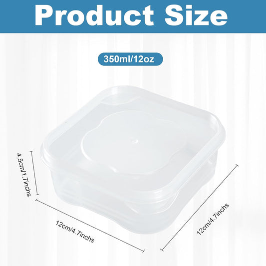 10 Pcs Meal Prep Containers, Reusable BPA Free Food Storage Containers with Lids, 12 oz Square Freezer Storage Boxes, Plastic Food Storage Container for Kitchen(12 x 12cm)
