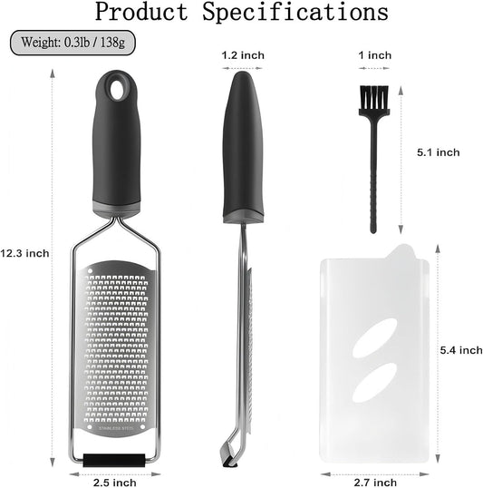 Cheese Grater & Lemon Zester,Stainless Steel Hand Grater for Garlic