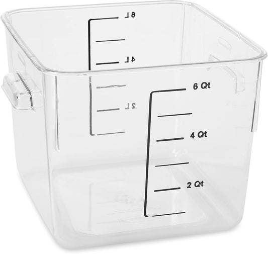 Rubbermaid Commercial Products Space Saving Square Food Storage Container 6 Quart Clear for Kitchen/Sous Vide/Meal Prep