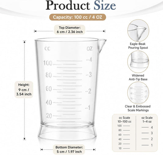 4 Oz Hair Dye Measuring Cups Plastic Clear Graduated Liquid Jugs