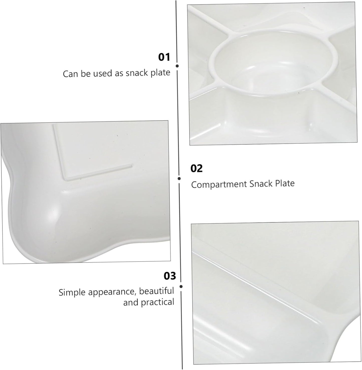 KICHOUSE Candy Tier Tray Fruit Tray Simple Food Storage Desktop Snack Storage Plate Grid Design