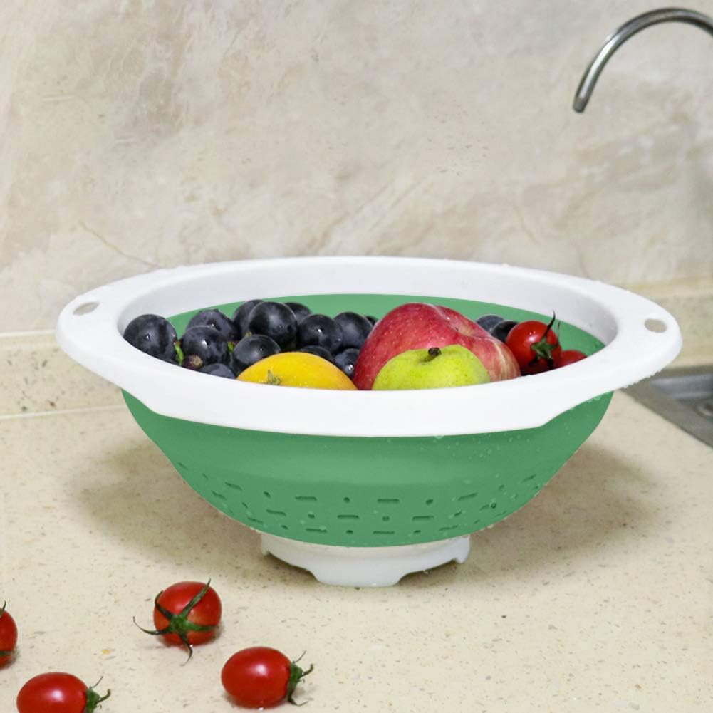 QiMH Collapsible Colander and Strainer, 5 Quart(1.25 gal), Heavy Duty Kitchen Drainer Basket for Pasta, Veggies and Fruits, New Home Apartment Essentials