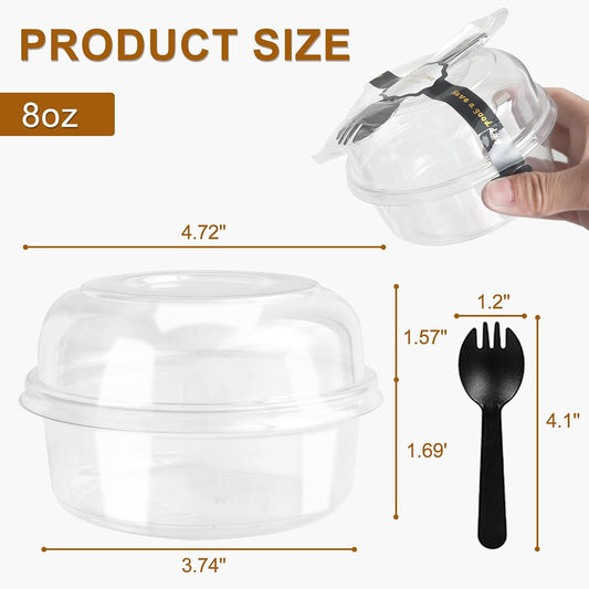 Disposable Food Containers With Lids And Spoons 50 Pack 12 oz Mini Parfait Dessert Cups Take Out Meal Prep Salad Bowls For Lunch, Plastic Ice Cream Bowls Pet, Acai Bowl, To-Go Party Containers(12oz)