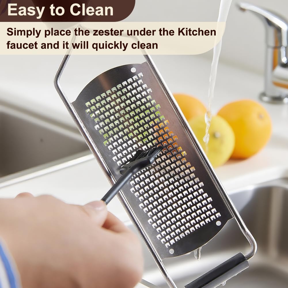 Upgraded Lemon Zester & Cheese Grater, Food Grade Stainless Steel None-Slip Hand Fine Grater for Garlic, Ginger, and Chocolate, Durable and Easy-To-Clean(Dishwasher Safe)