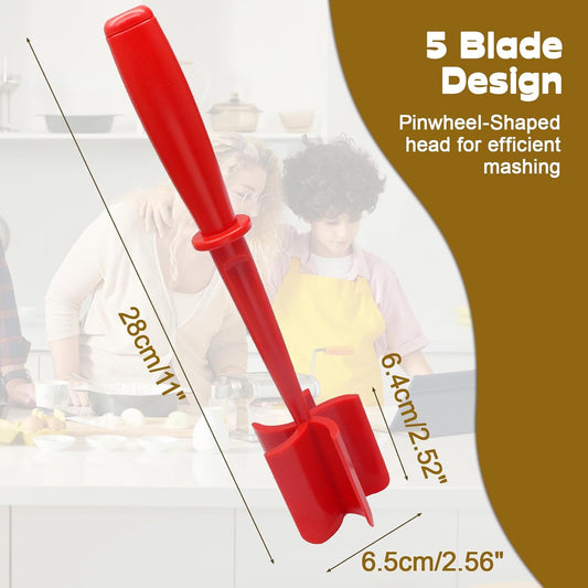 Meat Masher, Red, 5 Curve Blade